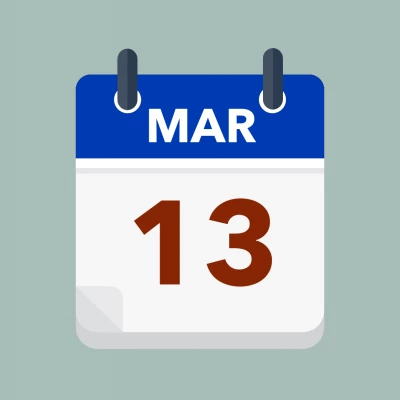 Calendar icon showing 13th March